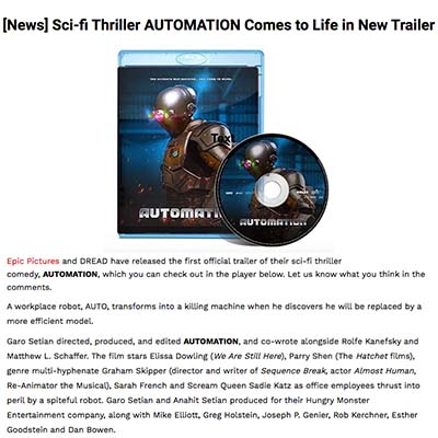 [News] Sci-fi Thriller AUTOMATION Comes to Life in New Trailer